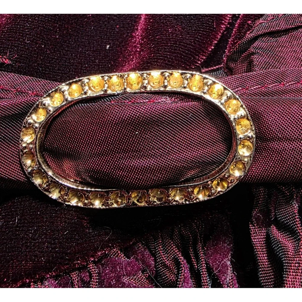Vtg Bonnie Jean Dress Girls 4 Burgundy Velvet Burn Out Skirt Sash Holiday‎ Union